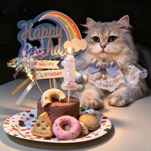 宠物可爱猫咪生日蛋糕装饰品摆件