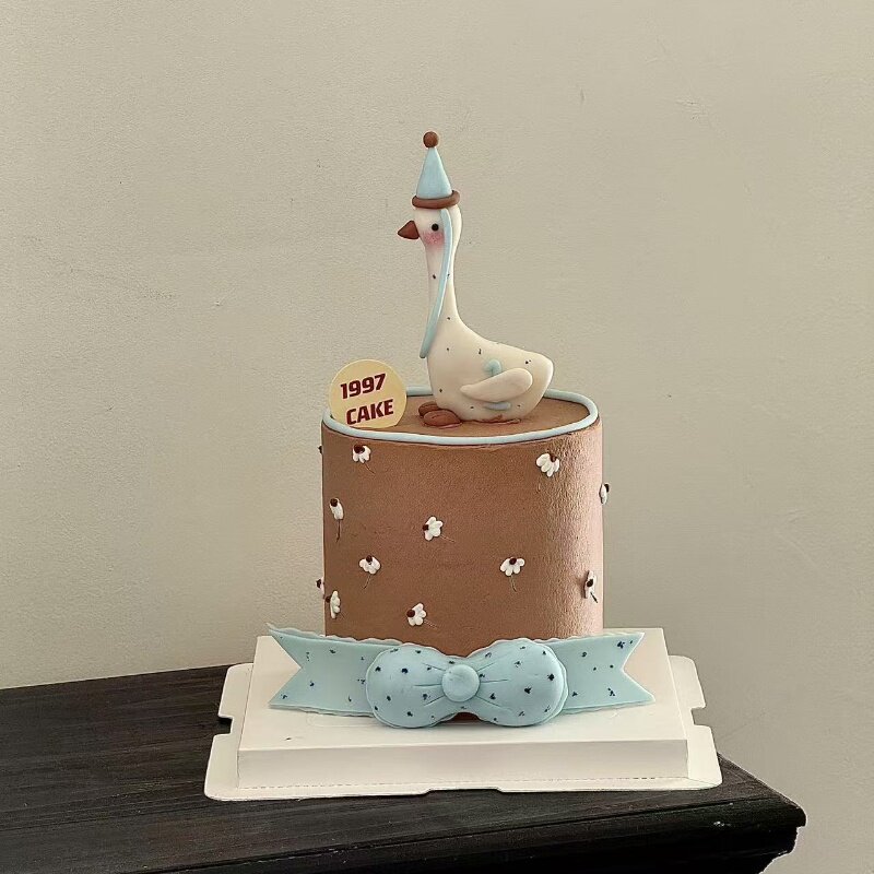 网红三十而立生日蛋糕装饰摆件软胶立体大鹅摆件男士男神生日派对