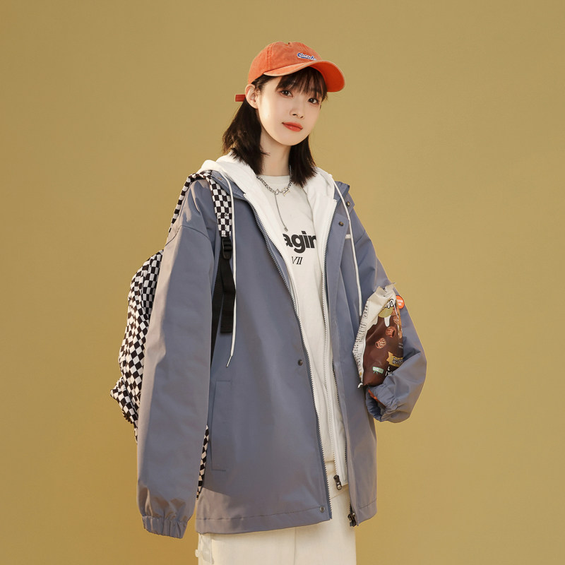 2023新款潮流春秋上衣春秋季棒球服夹克假两件外套 A436-2122-P75图片