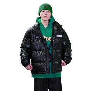 925 冬装新款潮牌加厚保暖棉衣亮面立领棉服外套男图片
