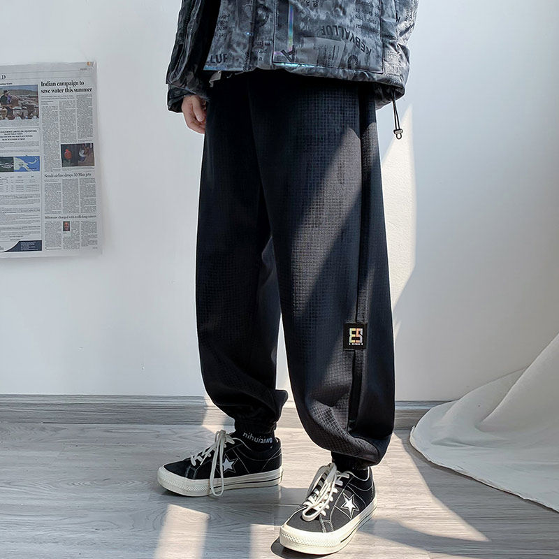 5158 冬装新款潮牌金丝绒格子休闲裤男潮流宽松束脚裤图片