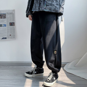 5158 冬装新款潮牌金丝绒格子休闲裤男潮流宽松束脚裤图片