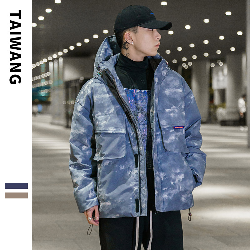 A436-W932-P145控2082024秋冬新款潮牌宽松连帽棉服休闲棉衣外套,男装棉衣,电商A436