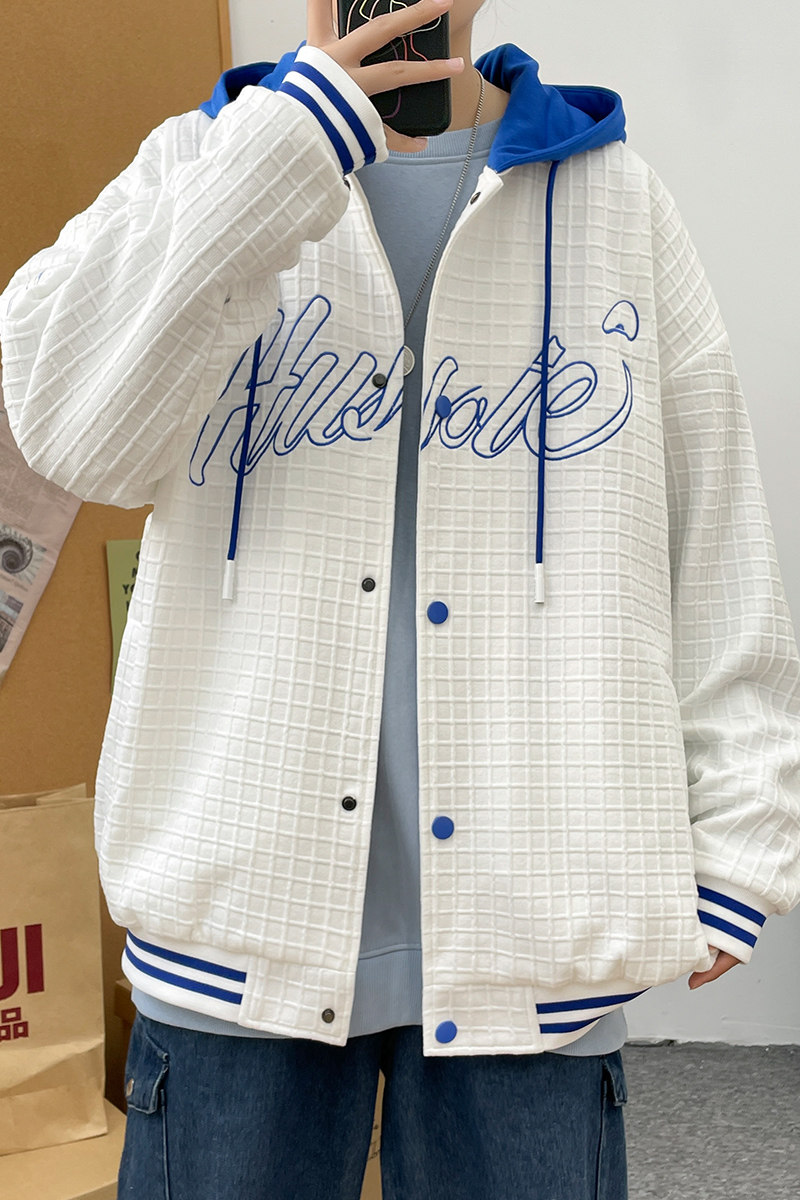 A436-6705-P852023春季新款港风宽松连帽棒球服休闲青年夹克外套,男装夹克,电商A436