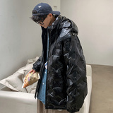 926冬装新款港风褶皱90%白鸭绒连帽外套男羽绒服，男装羽绒服，电商A436