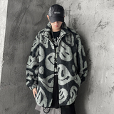 A436-W958-P110控138秋季潮新品宽松灰墙鬼脸长袖羊羔绒外套潮，男装棉衣，电商A436