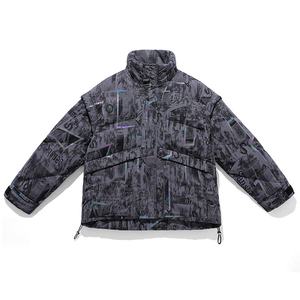 935冬季新款平铺保暖炫彩外套男士潮牌迷彩羽绒服,深灰色外套男士搭配图片
