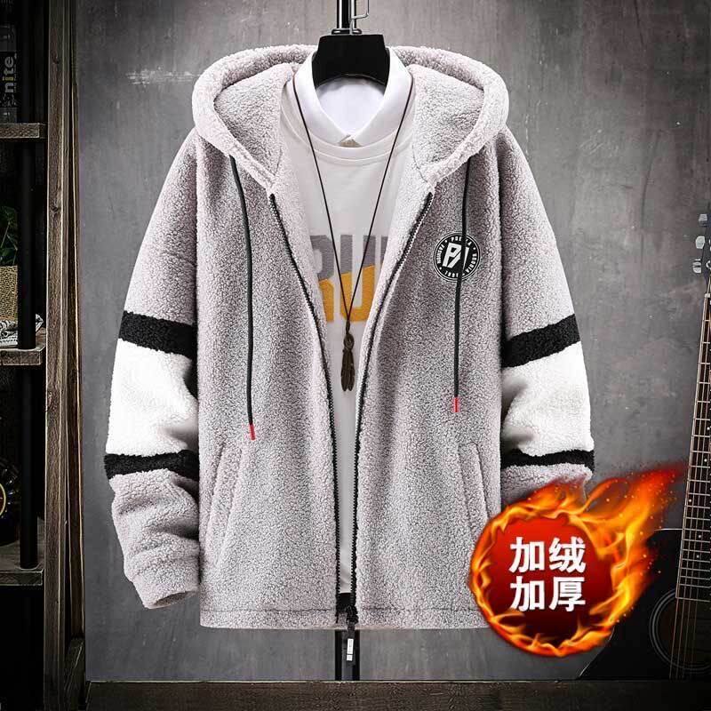 2020冬装新款挂拍加绒加厚羊羔绒夹克男保暖外套A436-J594-P100,男装棉衣,电商A436