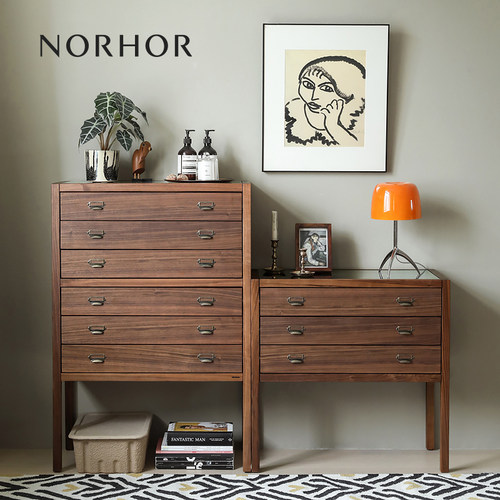 北欧表情/中古复古风MCM/乔特北美黑胡桃木/记录者储物斗柜组合