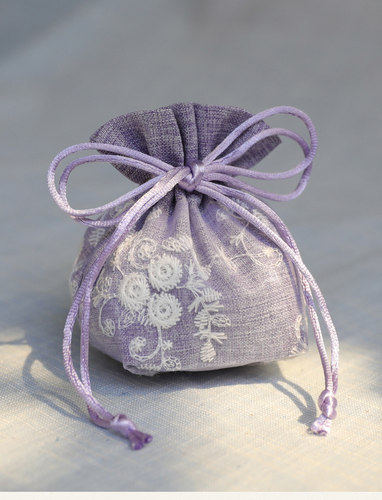 中药香囊皮空袋刺绣仿麻束口收纳