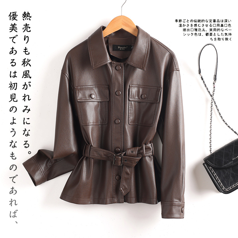 宋佳同款真皮皮衣外套女短款2025春新款时尚小个子收腰绵羊皮夹克