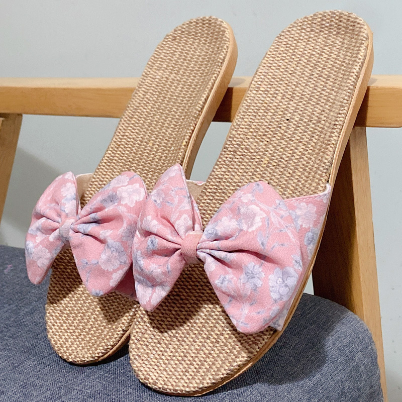 2024新款亚麻拖鞋厚底防滑