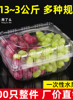 2斤装水果盒子透明有盖包装盒一次性塑料盒加厚长方形西瓜打包盒