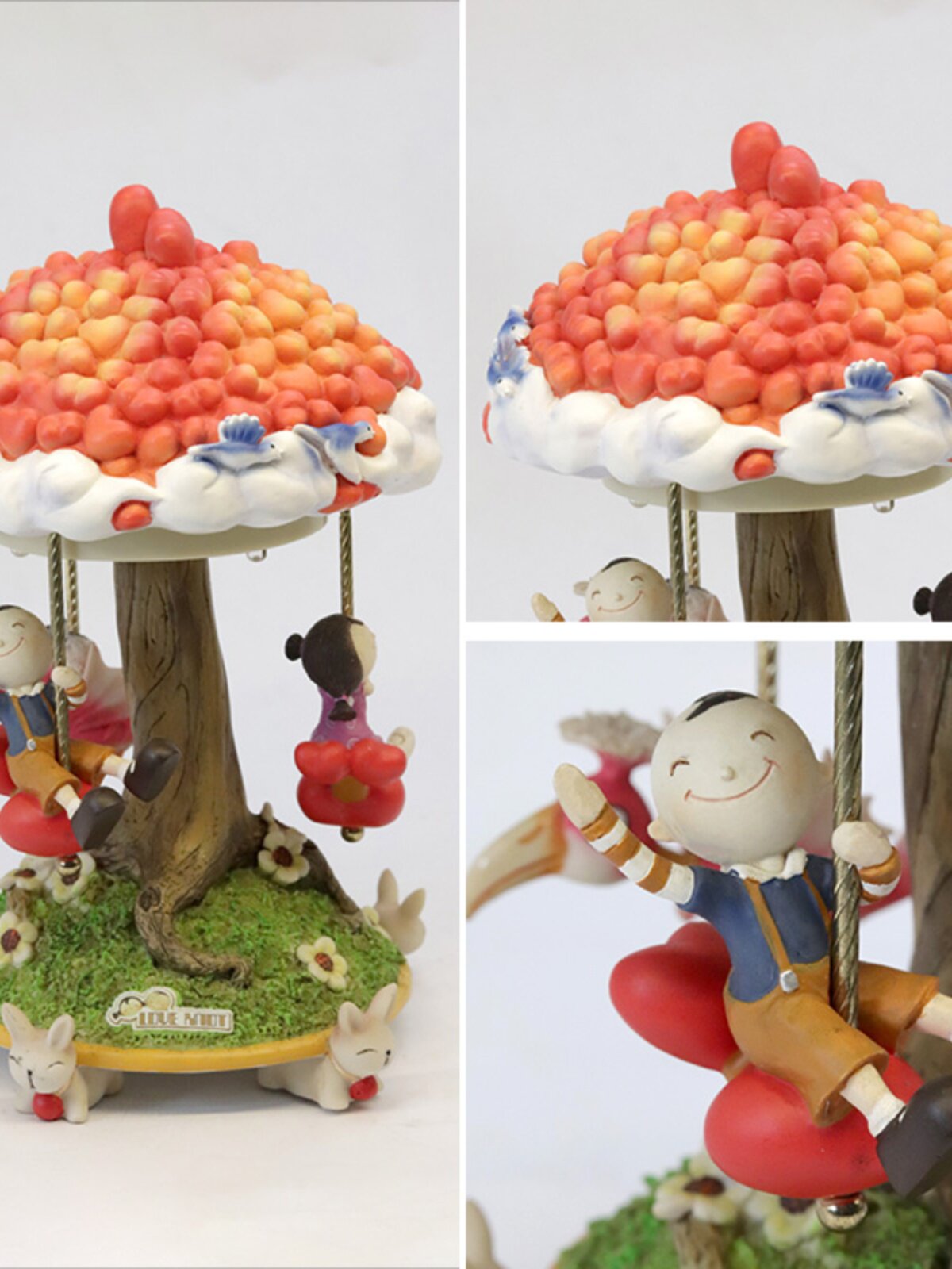 WANSHAN 귀여운 어린애 같은 즐거운 빛나는 오르골 수지 장식품은 어린이를위한 생일 기념 선물을 회전시킬 수 있습니다