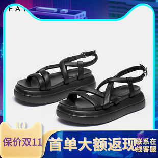 罗马凉鞋 交叉细带小众高级感松糕鞋 女厚底B475D 新款 色非2023夏季