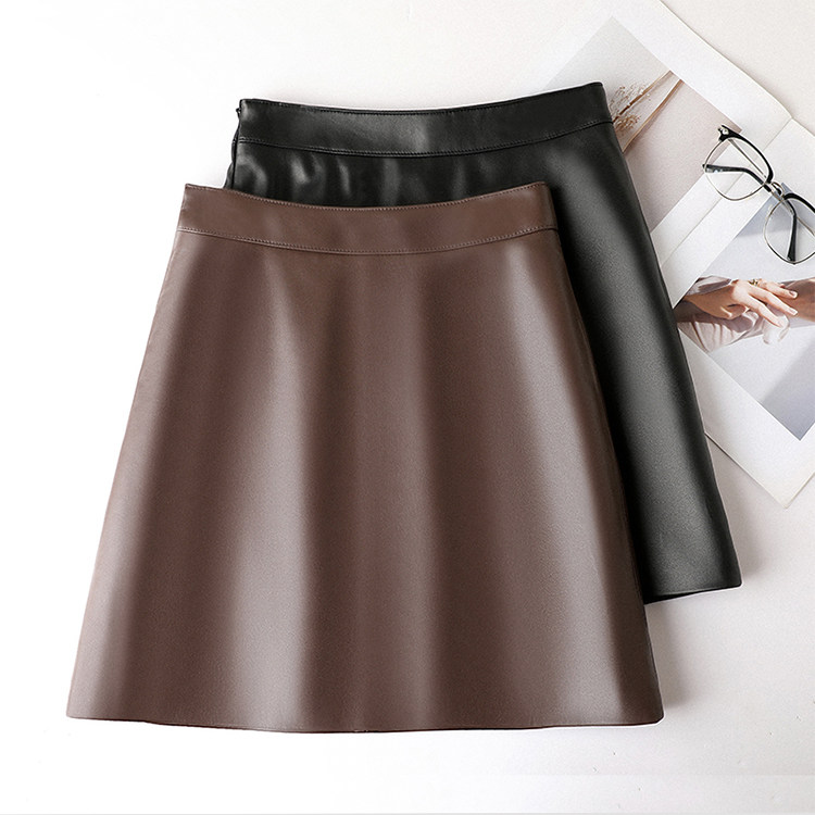 406真皮绵羊皮短款皮裙秋冬新款高腰显瘦百搭A字裙半身裙