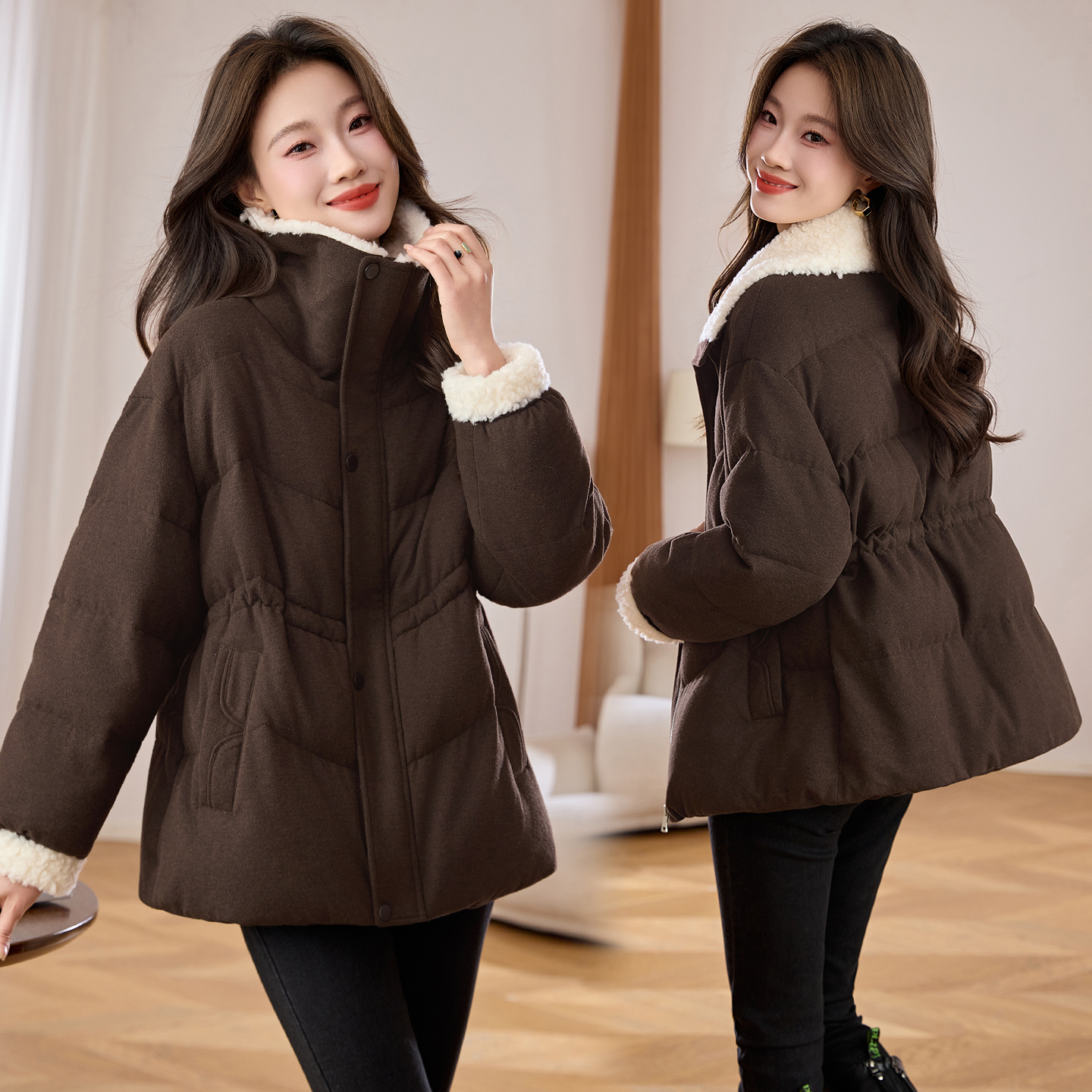 2025冬季新款羊羔毛领羽绒服