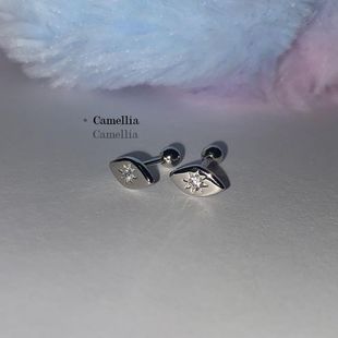 如蝶在野 恶魔之眼耳骨钉~高级感钛钢耳钉镶钻拧螺丝睡觉免摘耳饰