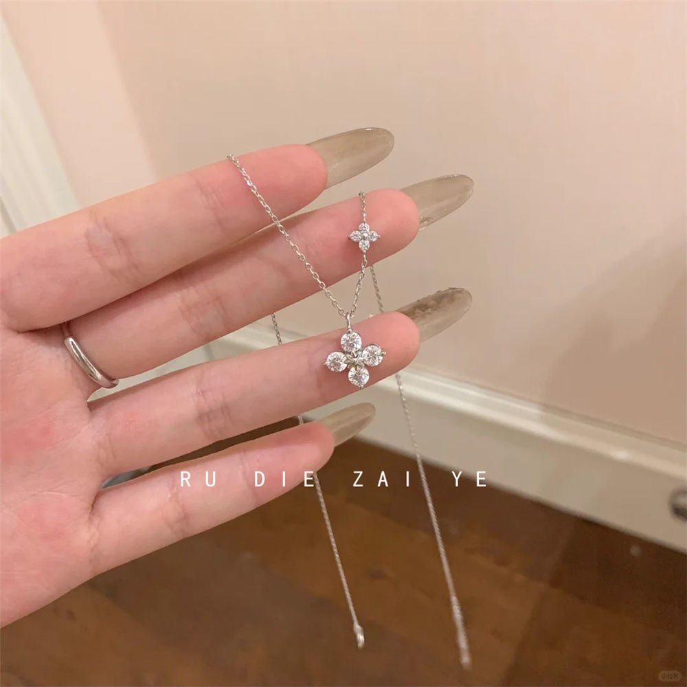 如蝶在野 双笙锆石花朵项链名媛风高级感轻奢小众精致百搭锁骨链
