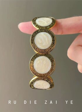 如蝶在野 沙丘诗语~中古vintage波西米亚手镯复古高级感弹力手环