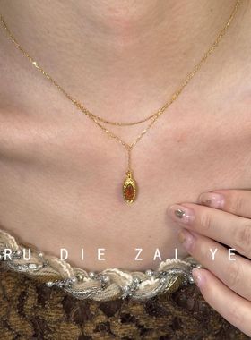 如蝶在野 vintage中古金色美拉德锁骨链轻奢高级感复古秋冬毛衣链