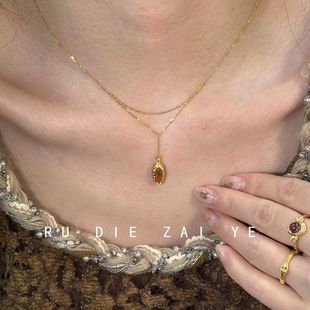 如蝶在野 vintage中古金色美拉德锁骨链轻奢高级感复古秋冬毛衣链