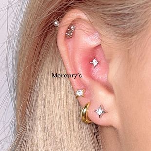 如蝶在野 白昼流星耳骨钉~耳窝钉闪闪锆石四芒星小耳钉