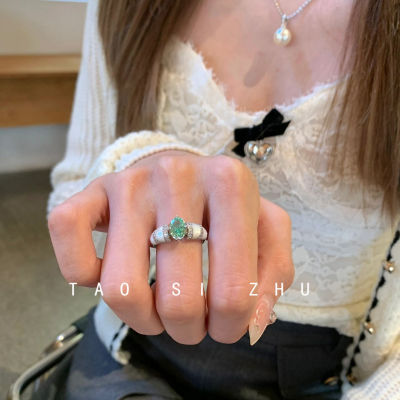 中古vintage锆石戒指轻奢高级感ins风开口戒可调节戒指