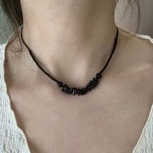 《石榴熟了》系列新中式复古编绳石榴碎石黑色可调节项链