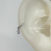 如蝶在野 迷你锆石小耳圈超闪水滴吊坠耳扣耳骨钉圆钻耳饰耳钉女