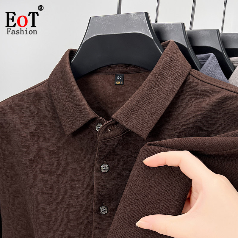 春装新款中年男士长袖T恤翻领宽松休闲polo衫爸爸装简约百搭体恤