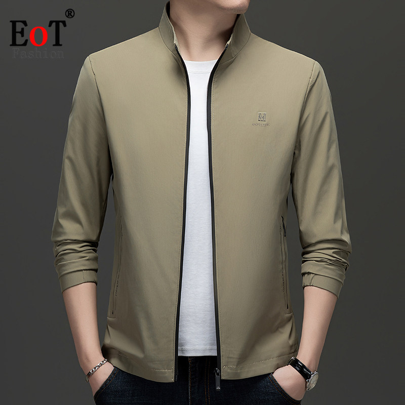 2025春装立领夹克衫中年商务休闲爸爸装轻奢纯色行政上衣男士外套