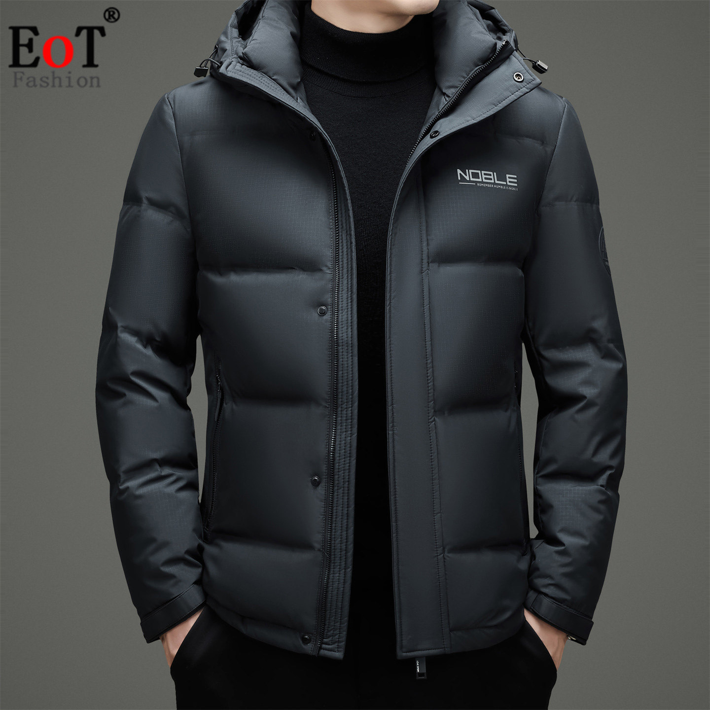 男士加厚保暖防寒羽绒服连帽鸭绒