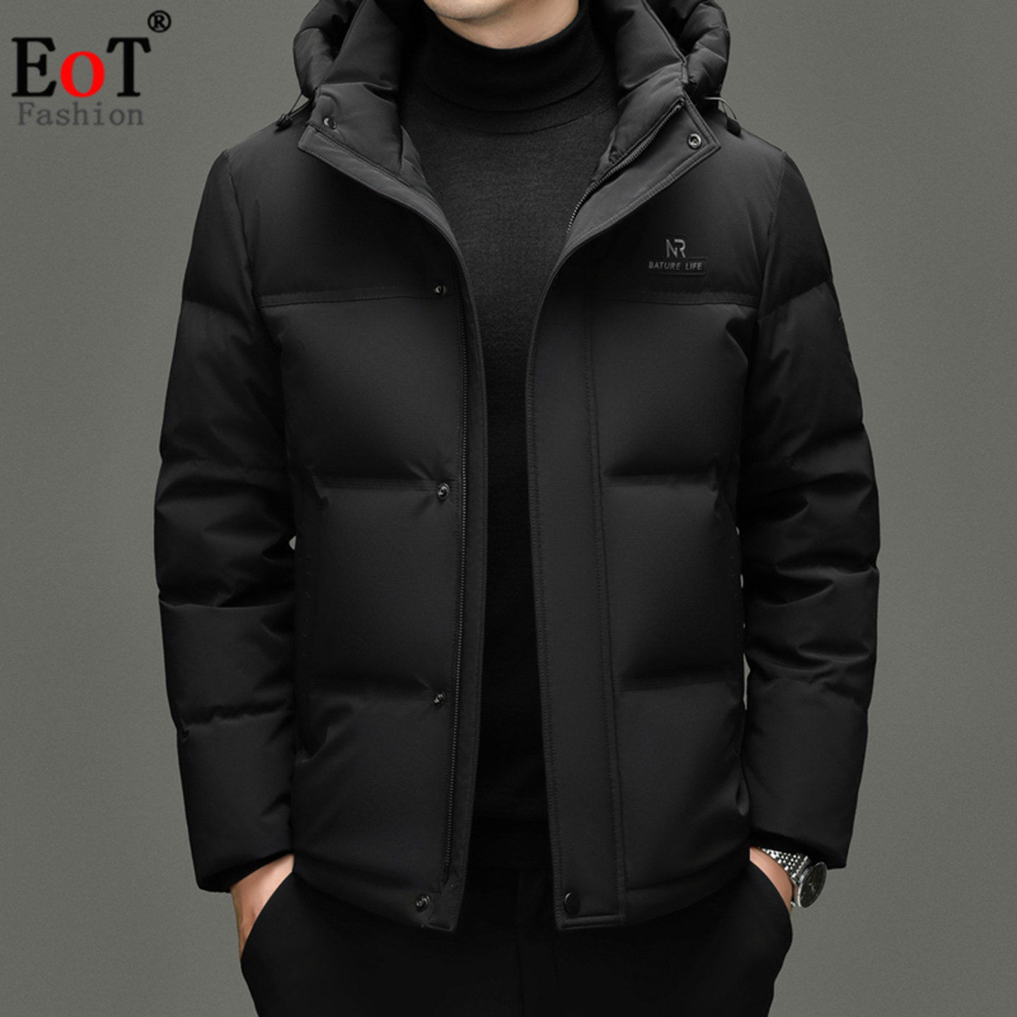 冬装羽绒服男可脱卸帽防寒保暖加厚高端休闲中年爸爸装白鸭绒外套