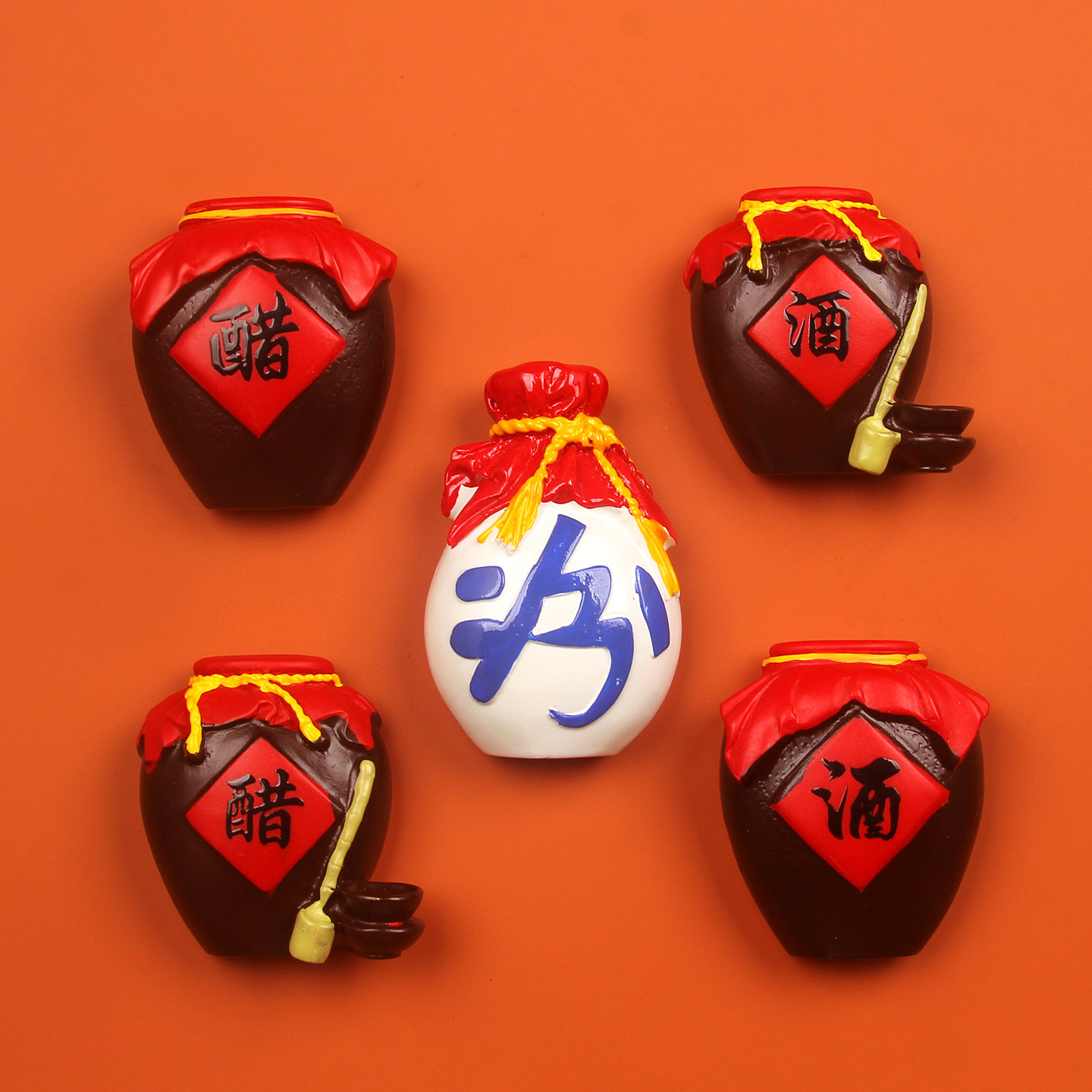 3D仿真川味火锅酒坛树脂冰箱贴