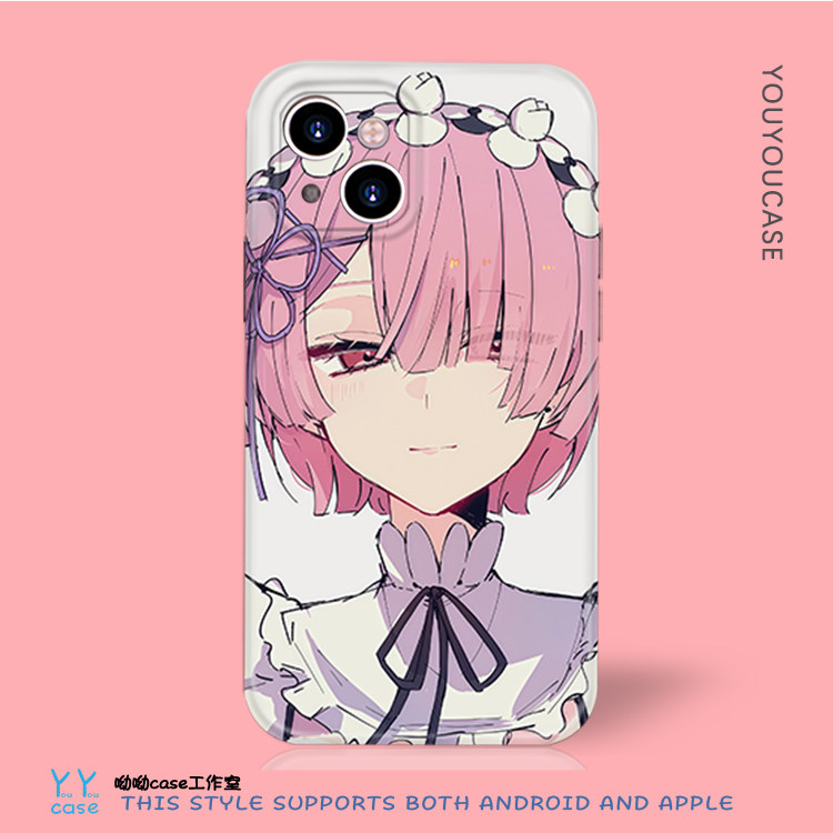 新款日系动漫二次元少女适用iphone17promax苹果imd磨砂黑边磁吸菲林光面小米14civi5一加ace6一加13t手机壳