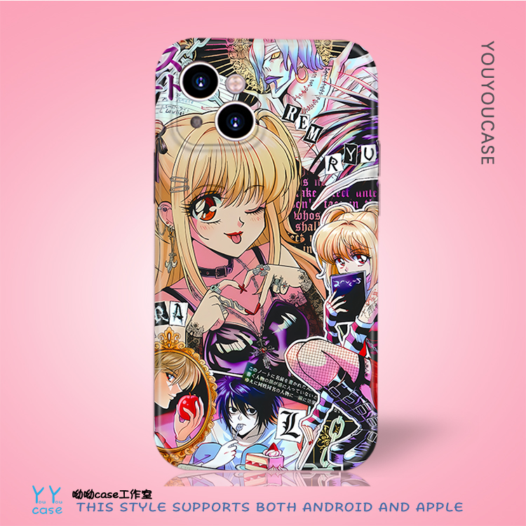 小众日系动漫死亡笔记适用于iPhone15promax苹果14plus全包光面软华为mate60nova8se小米14vivos19菲林手机壳