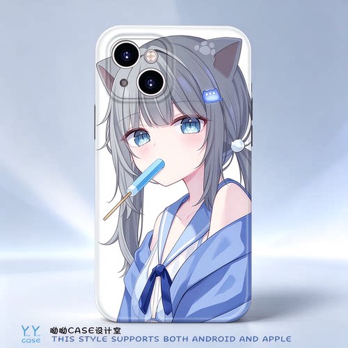 日系软萌可爱二次元猫耳少女插画适用于iPhone18promax苹果imd磁吸17全包菲林光面opporeno16vivos30手机软壳