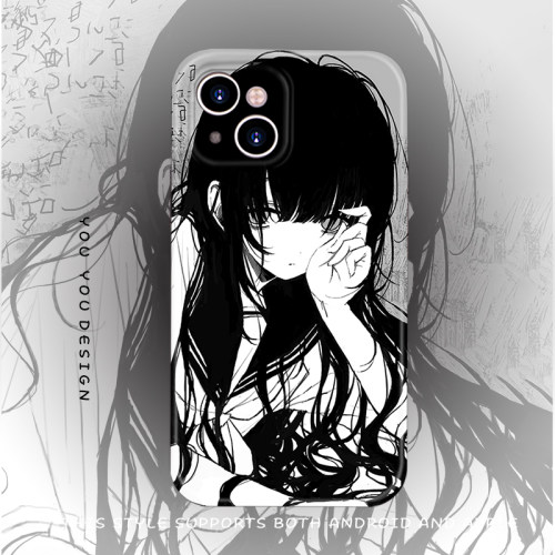 防摔软壳苹果15暗黑黑发女孩