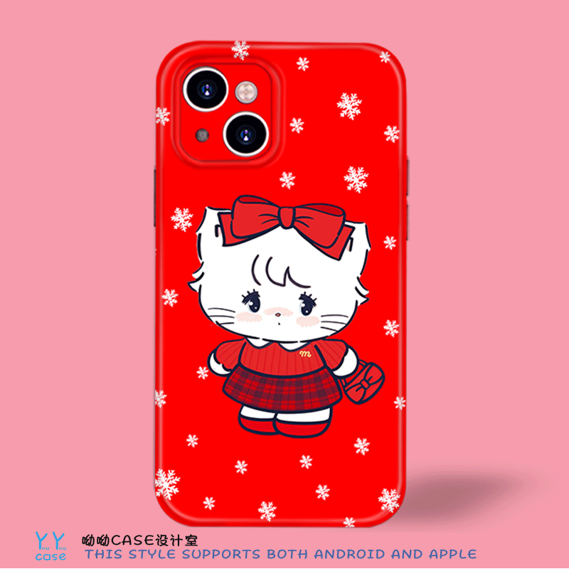 新年卡通红色软萌雪花蝴蝶结猫咪适用于iPhone17promax苹果16菲林光面全包opporeno15华为nova14安卓手机软壳,3C数码配件,手机保护套/壳,淘宝优惠券,粉丝福利购,淘宝优惠卷
