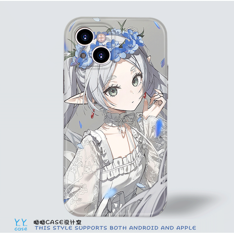 二次元可爱梦幻精灵猫耳女孩插画适用iPhone16promax苹果15光面全包红米k40华为p70荣耀200Magic5/90gt手机壳