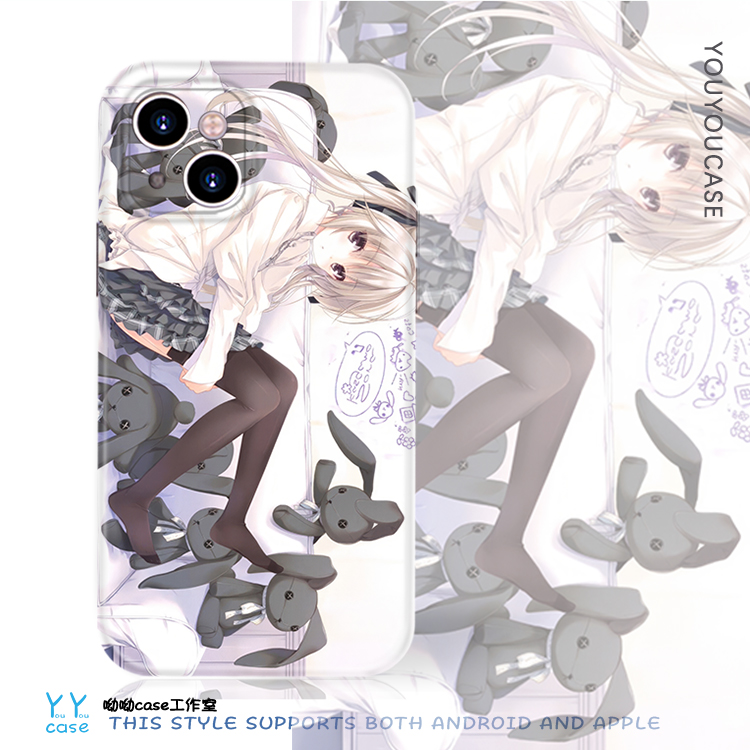 可爱青春少女春日野穹适用iPhone16promax全包光面软苹果15plus菲林华为P70一加9nova12小米14液态硅胶手机壳