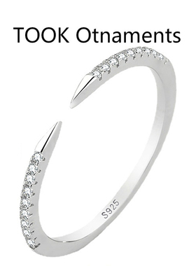 TOOK Otnament新款S925纯银钉子镶钻戒指女时尚简约设计个性风ins