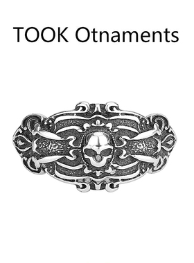 TOOK Otnament新款S925纯银咕噜头纹理戒指女时尚复古百搭指环ins