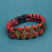 「杰霖手作」黄铜五帝钱手链编织绳手工编制铜钱手环本命年红手绳