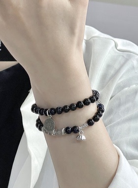 新中式山鬼花钱手链国风手串小众设计双层手链女2023新潮手饰品