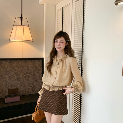 TOP CHAN LIN -上新宽松显瘦设计感休闲慵懒百搭袖束口衬衫