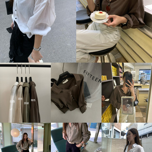FIFTEEN-秋上新翻领排扣爱心刺绣衬衫(不含披肩和裤子和腰带)