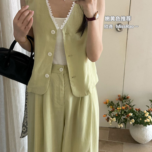 两件套套装 Miss 推荐 休闲裤 Rao欣尧AOT 游蕾丝拼接马甲