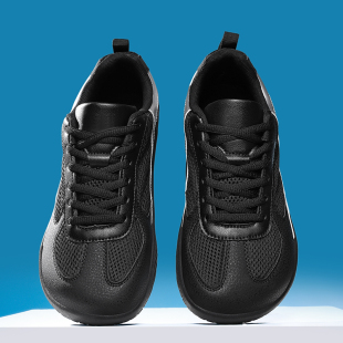夏季网面透气黑色德训鞋男女款大码宽楦男鞋宽头加宽运动休闲板鞋